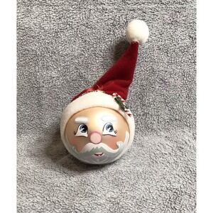 Santa Claus Hand Painted Face Hat Glass Hanging Christmas Ornament‎